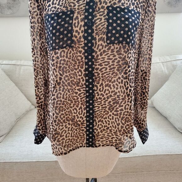 INC Leopard Dot Button-Up Shirt Size XS - Picture 4 of 12